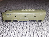 Lot of 3 Vintage HO United States Army Train Set Locomotive & Troop Cars USA