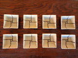 New Sushi Soy Sauce Beige Brown Abstract Serving Plate Dish Set of 8 Made Japan