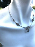 Vintage Sterling Silver 925 Moon Celestial Star Bead Choker Necklace
