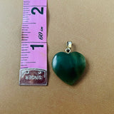 Vintage Jade Jadeite Stone Carved Dainty Heart Gold Tone Charm Pendant