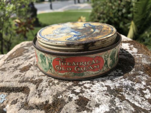 The Theatrical Cold Cream Tin Cosmetic Container Antique Early 1900’s Rare
