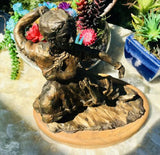 Signed Artist Paul Swan Bronzed Clay Warrior Woman Sculpture