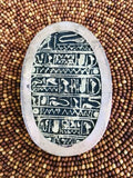 Antique Carved Egyptian Hieroglyphs Scarab Beetle on Sterling Silver Base Paperweight