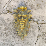 Vintage Gold Tone Brass Metal Tribal Man Wall Decorative Art Plaque
