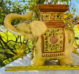 Vintage Hand Painted Large Ceramic Elephant Art Statue Plant Stand Holder