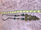 Vintage Sol De Oro Pagara Al Portador Coins From Peru Green Bead Tribal Necklave