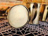 Vintage Metal Silver Collectible Coffee Drinking Beer Mugs w Handle Lot Set of 4