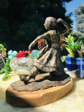 Signed Artist Paul Swan Bronzed Clay Warrior Woman Sculpture