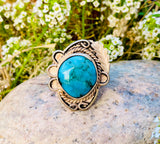 Vintage Sterling Silver Turquoise Stone Native American Ring 8.29g Size 6