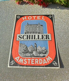 Vintage Hotel Schiller Luggage Label Amsterdam