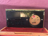 1950’s Vintage Rensie Travel Alarm CLock W/ Weather Radio Station Leather Case