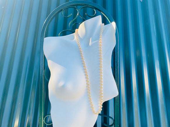 Vintage White Round Faux Pearl Fashion Long Necklace