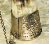 Vintage Russian Hallmarked 9KXK Silver Tone Embossed Duck Wine Drinking Horn