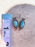 Vintage Sterling Silver 925 Turquoise Stone Dangle Drop Pierced Earrings 5.7g