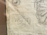 Antique C. 1769 Captain Cook Chart of the Otaheite Islands Matted Framed Art Map