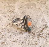 Vintage Sterling Silver 925 Multi Color Abalone Shell Ring Size 4.5