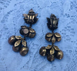 Rare Joseff of Hollywood Signed Gold Leaf +Citrine/Amber Dangle Clip On Earrings