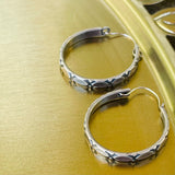 Vintage Sterling Silver 925 Hammered Metal Hoop Pierced Hoops Earrings