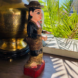 Antique Handmade Wood Carved Painted Indian Woman Figurine Spiritual Hindu Art