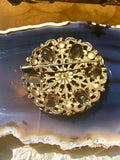 Superb Antique Early 19th Century Precious Gem Stone Enamel Gold Tone Pin Brooch