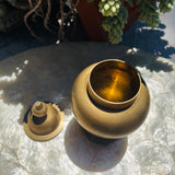 Vintage Gold Tone Brass Jar Urn Keepsake Container w Lid