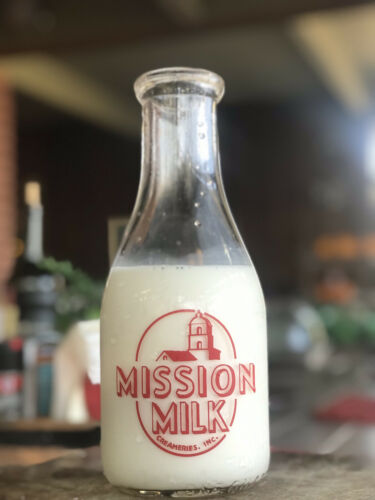 TRPQ Milk Bottle Mission Creameries Dairy San Jose CA Santa Clara County 1949
