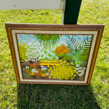 Artist Signed Original Floral Spring Garden Oil Art Painting Canvas Wood Frame