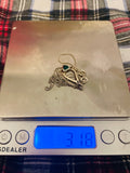 Irish Claddagh Sterling Silver 925 Green Malachite Stone Pendant Necklace 3.18g