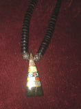 Vintage Artisan Handmade Triangle Inlaid Turquoise + Sones Trading Bead Necklace