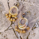 Ornate 2 Pair of Gold Tone Fashion Hoops Dangle Clip on Earrings Set Hong Kong