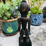 Antique Wood Carved African Ethnic Tribal Folk Art Man Mounted Figurine Carving