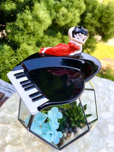 1986 Betty Boop Ceramic Hand Painted KFS Piano Jewelry Tray Candy Dish Ashtray