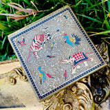 Vintage Gold Tone Signed Volupte USA Gazelle Elephant Bird Mirror Vanity Compact
