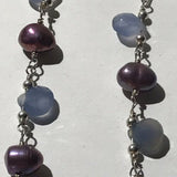 Sterling Silver 925 Purple Pearl And Beaded 20” Necklace