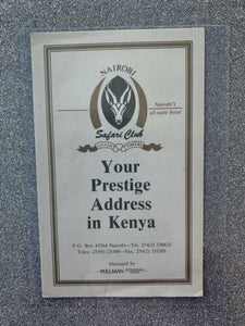 Nairobi Safari Club Lilian Towers Prestige Address In Kenya Luggage Label Rare
