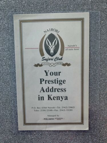Nairobi Safari Club Lilian Towers Prestige Address In Kenya Luggage Label Rare