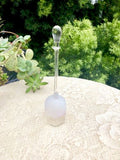Rare Unique Vintage Frosted Cameo + Glass Perfume Bottle w Long Raindrop Stopper