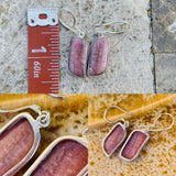 Vintage Sterling Silver 925 Pink Gem Stone Unique Long Dangle Drop Earrings 5g