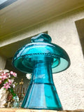 Antique Large Hemingway 1893 Blue Glass Mushroom Shaped Electric Pole Insulator