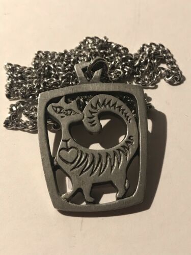Stylized Cat Pendant On Chain - Made In Sweden