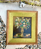 Antique Impressionist Artist Rene Wallace Still Life Flowers Framed Oil Painting