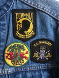 Vintage Roebucks Denim Jean Jacket Marines Vietnam War Veteran USA Patches 38
