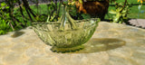 Green Art Glass Candy Dish with Handle Decorative Glassware