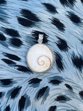 Vintage Sterling Silver 925 Snail Operculum Shiva Eye Reversible Pendant