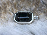 Vintage Designer STS Sterling Silver 925 Faceted Black Onyx Gem Stone Pendant