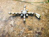 Vintage Sterling Silver 925 CZ Stone Rhinestone Cross Religious Charm Pendant