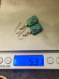 Artisan Sterling Silver 925 Turquoise Stone Dangle Drop Pierced Earrings 5.3g