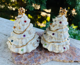 Lenox 24k Gold Crystal Jewels of Christmas Tree Salt & Pepper Shakers Set in Box