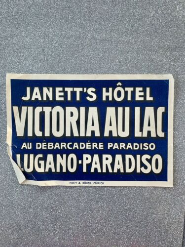 Janett’s Hôtel Victoria Au Lac Lugano-paradiso Luggage Label