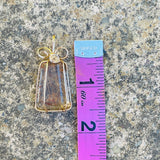 Artisan Gold Filled Wrap Natural Rutilated Golden Quartz Crystal Stone Pendant